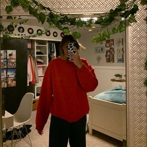 red oversized crewneck